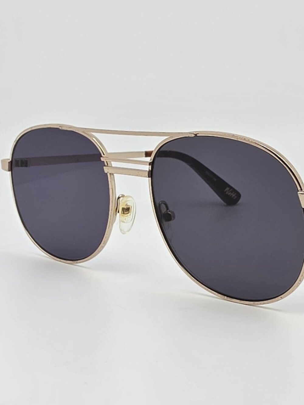 Elizabeth and James Watts Gold Tortoise Frame Grey Flat Lens Aviator Sunglasses